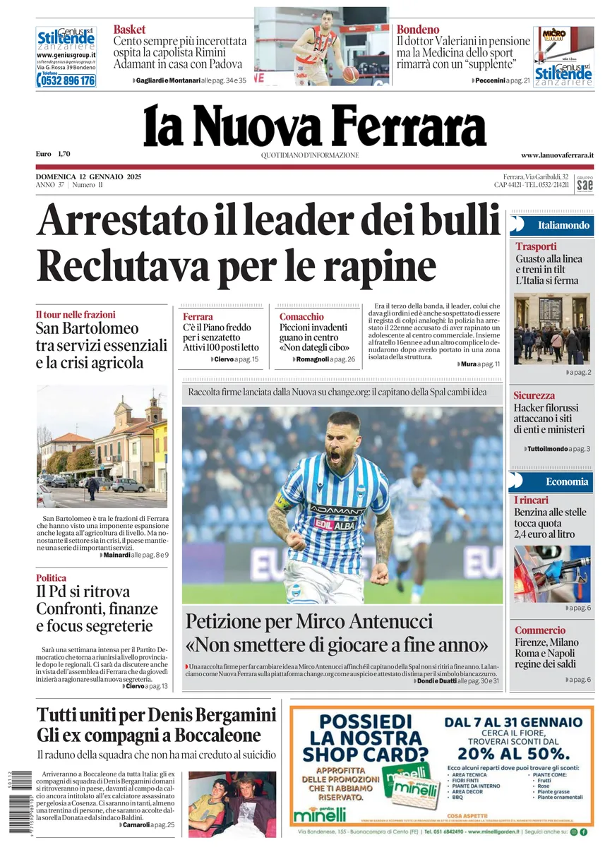 Prima-pagina-nuova ferrara-oggi-edizione-del-2025-01-12